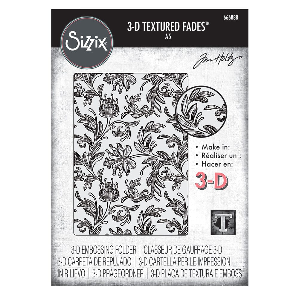 Tim Holtz Sizzix 3-D Texture Large Embossing Folder Botanical Cutting Dies Tim Holtz Other 
