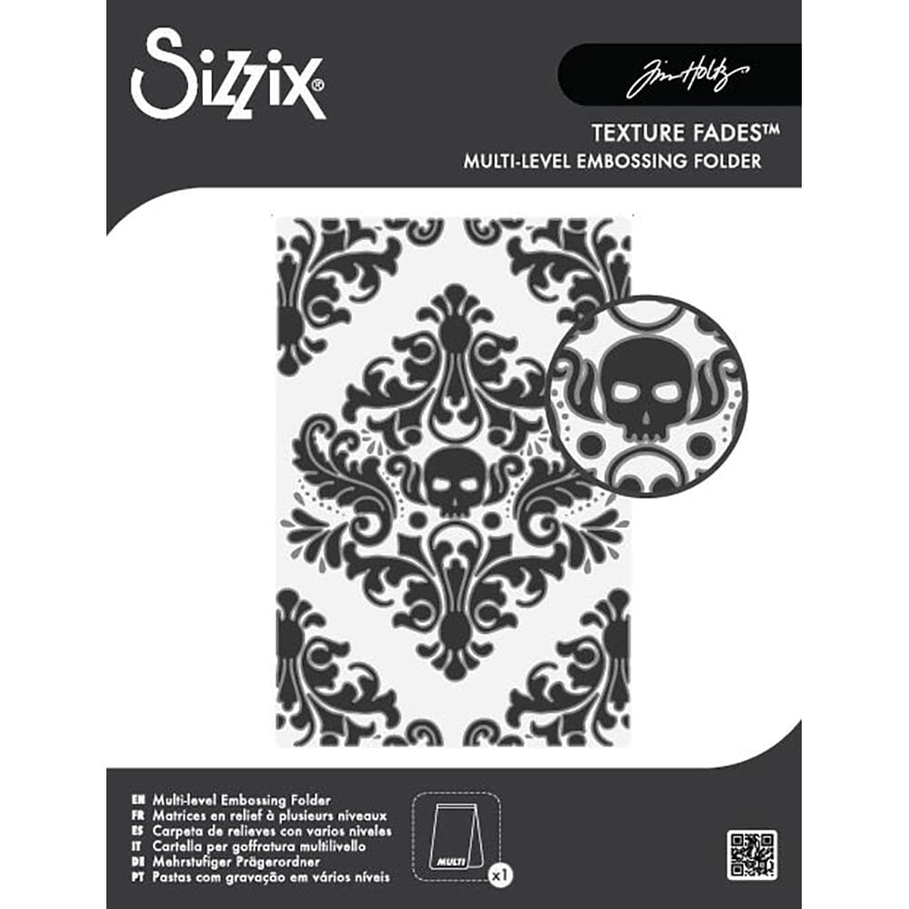 Tim Holtz® Alterations by Sizzix Multi-level Texture Fades Embossing Folder A6 Vault Skull Damask Cutting Dies Tim Holtz Other 