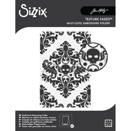Tim Holtz® Alterations by Sizzix Multi-level Texture Fades Embossing Folder A6 Vault Skull Damask Cutting Dies Tim Holtz Other 