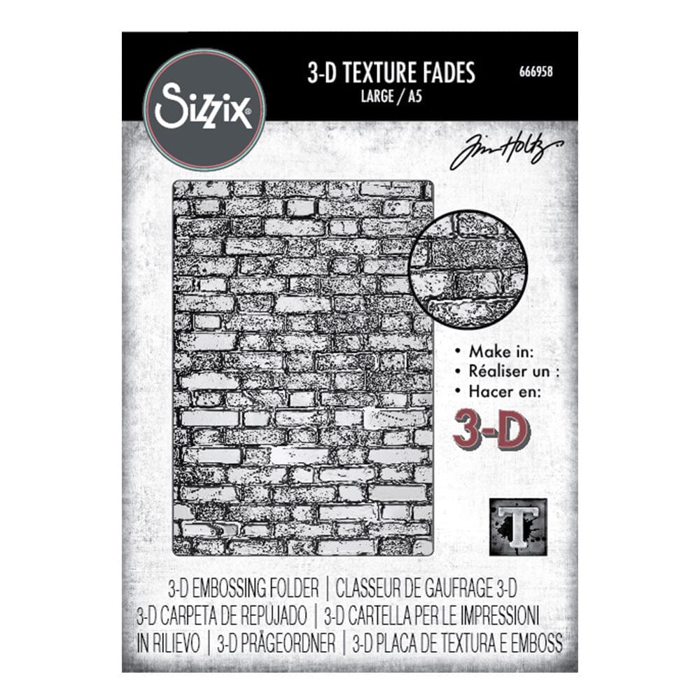 Tim Holtz Sizzix 3-D Texture Large Embossing Folder Brickwork Cutting Dies Tim Holtz Other 