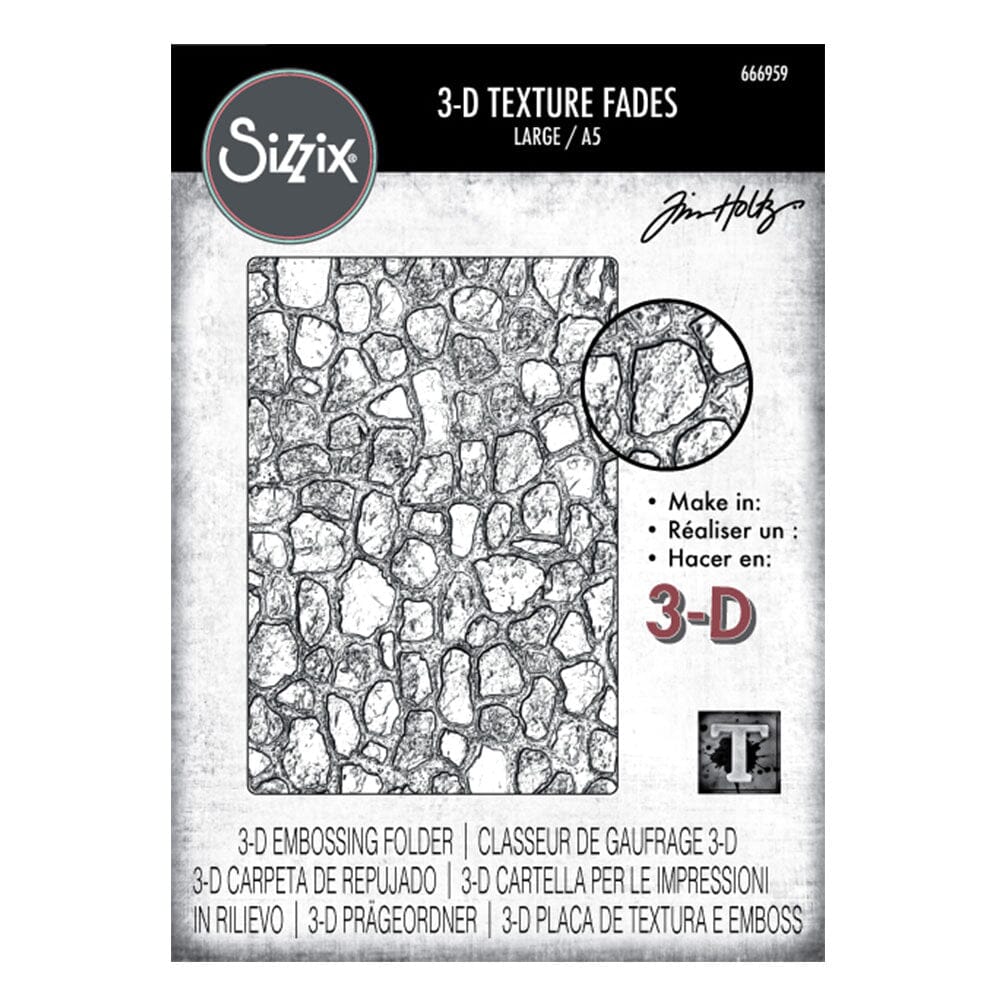 Tim Holtz Sizzix 3-D Texture Large Embossing Folder Cobblestone Cutting Dies Tim Holtz Other 