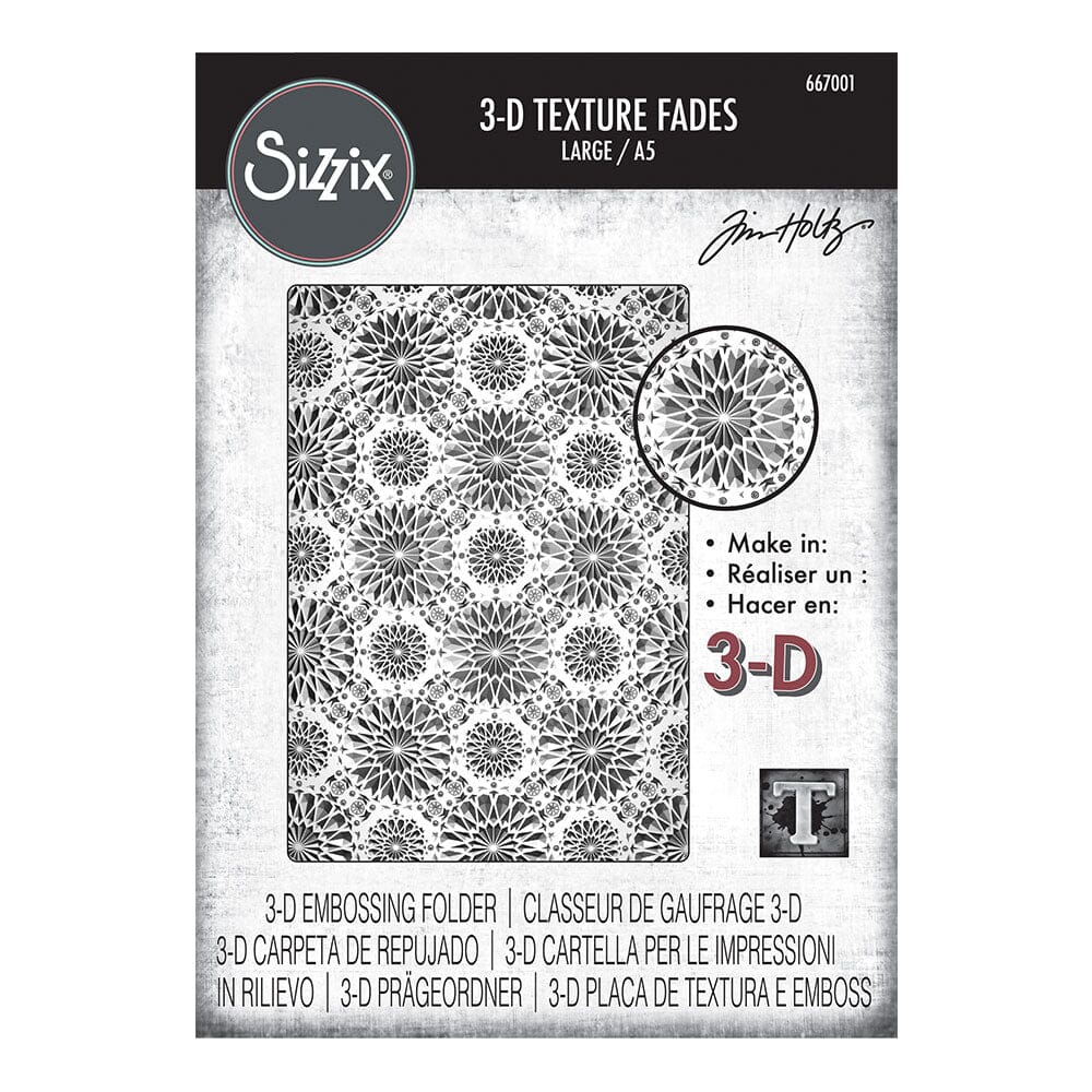 Tim Holtz Sizzix 3-D Texture Large Embossing Folder Kaleidoscope Large Cutting Dies Tim Holtz Other 