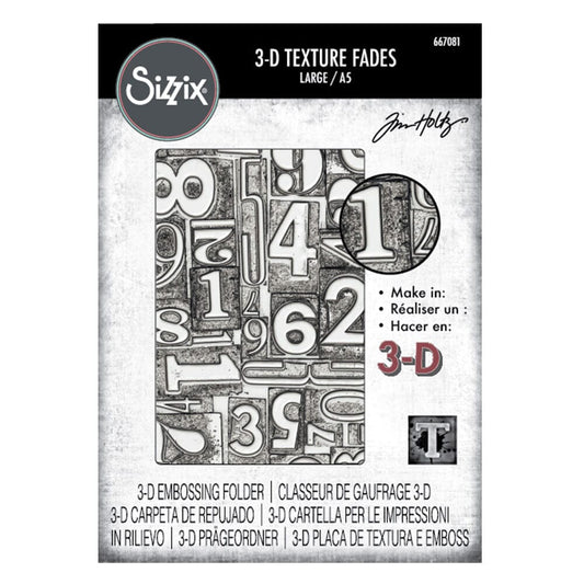 Tim Holtz Sizzix 3-D Texture Large Embossing Folder Numbered Cutting Dies Tim Holtz Other 