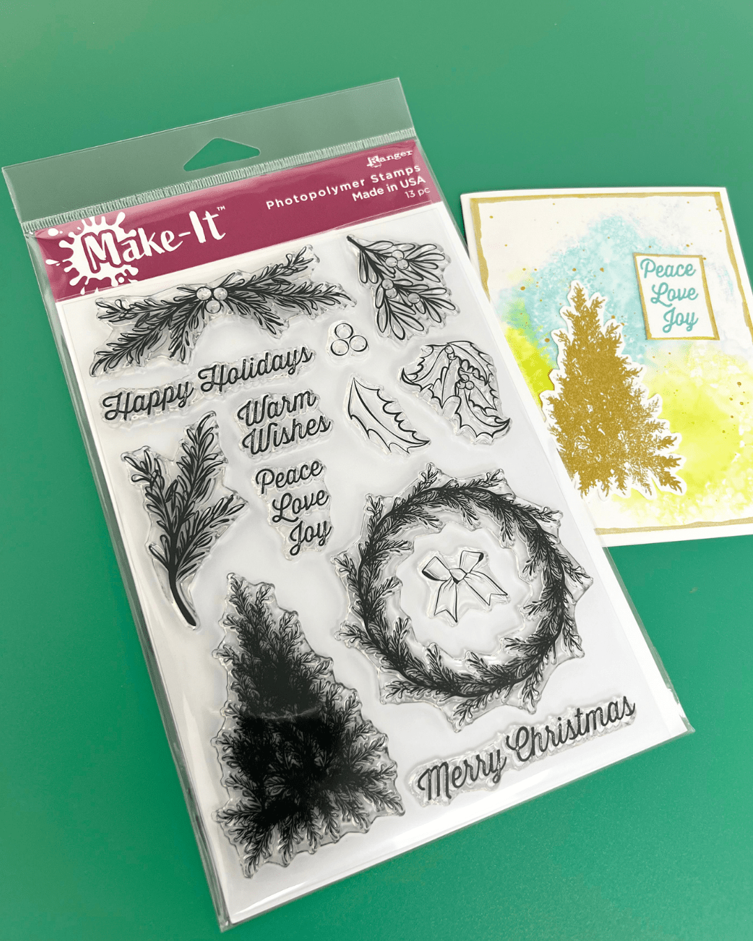 Make-It™ Clear Stamp Set, Merry Greenery Stamps Make It 