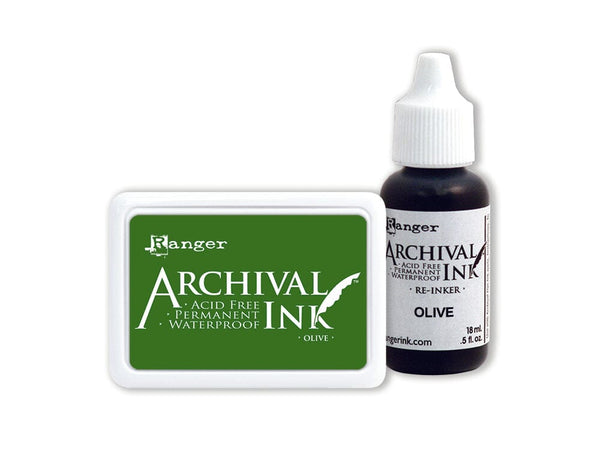 Archival Ink™ Pads Re-Inker Olive, 0.5oz Ink Archival Ink 