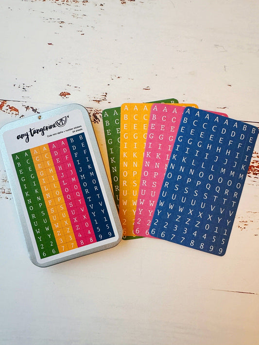 Amy Tangerine - Cute Mini Alpha + Number Stickers, Colors Surfaces Amy Tangerine 