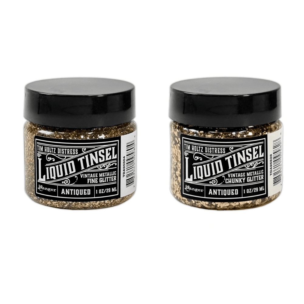 Tim Holtz Distress® Liquid Tinsel, Antiqued Chunky & Fine Bundle Paint & Mediums Distress 