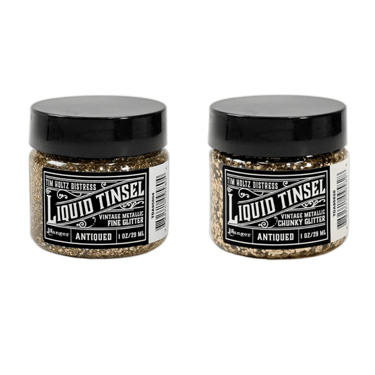 Tim Holtz Distress® Liquid Tinsel, Antiqued Chunky & Fine Bundle Paint & Mediums Distress 