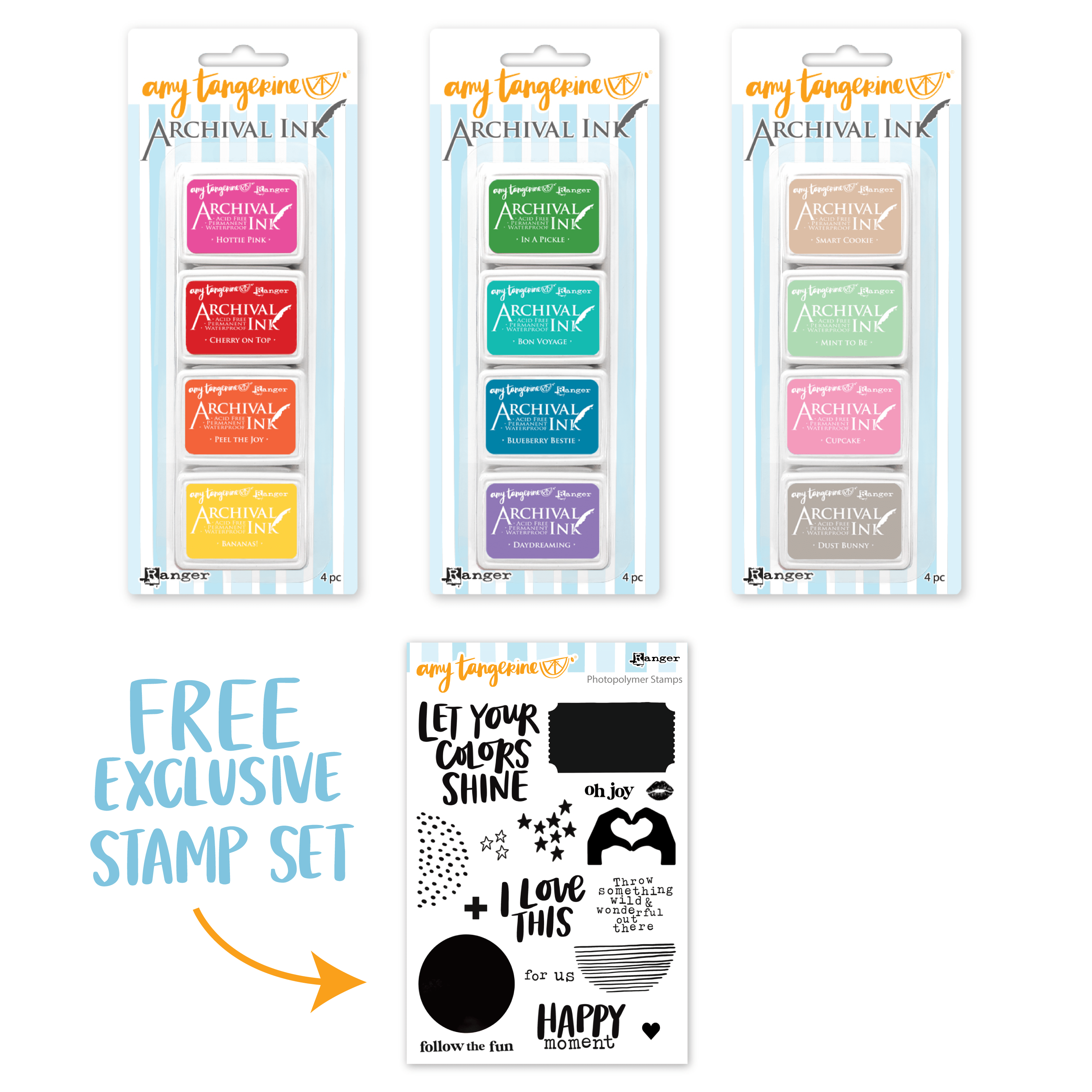 Amy Tangerine Mini Archival Ink Kits & Exclusive Free Stamp Set Bundles Amy Tangerine 