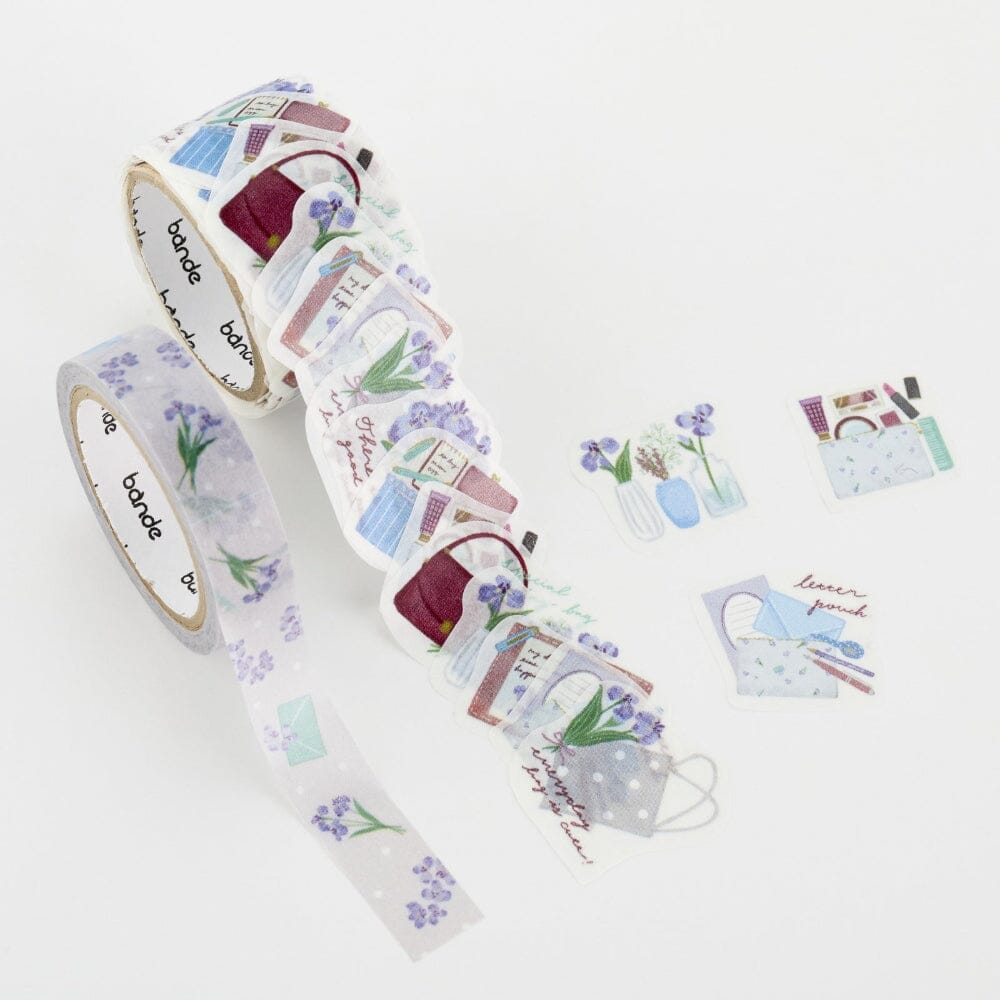 Bande Washi Roll Sticker and Masking Tape - Flowers in My Bag, Letter Flowers Washi Tape Bande 