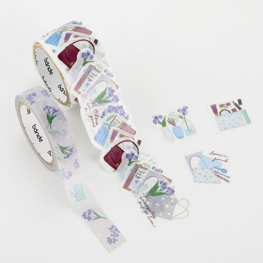 Bande Washi Roll Sticker and Masking Tape - Flowers in My Bag, Letter Flowers Washi Tape Bande 