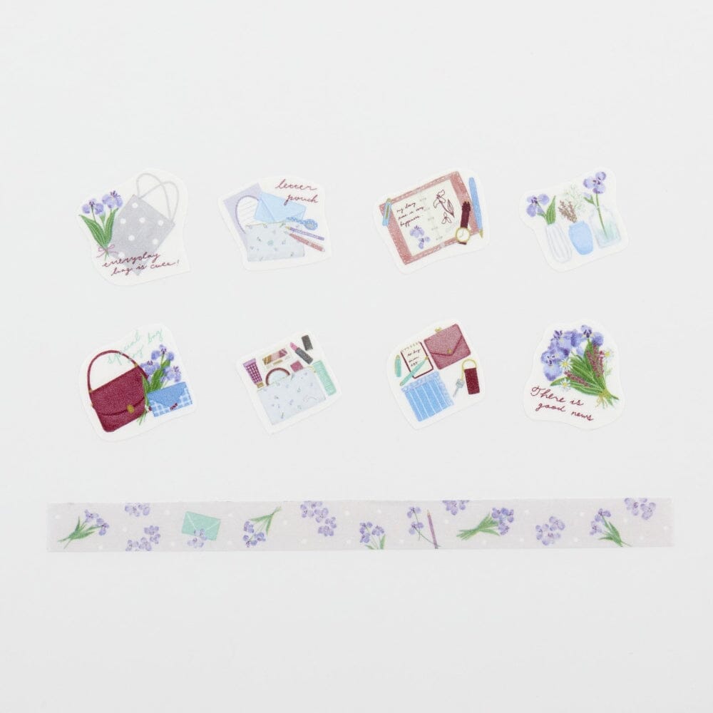 Bande Washi Roll Sticker and Masking Tape - Flowers in My Bag, Letter Flowers Washi Tape Bande 