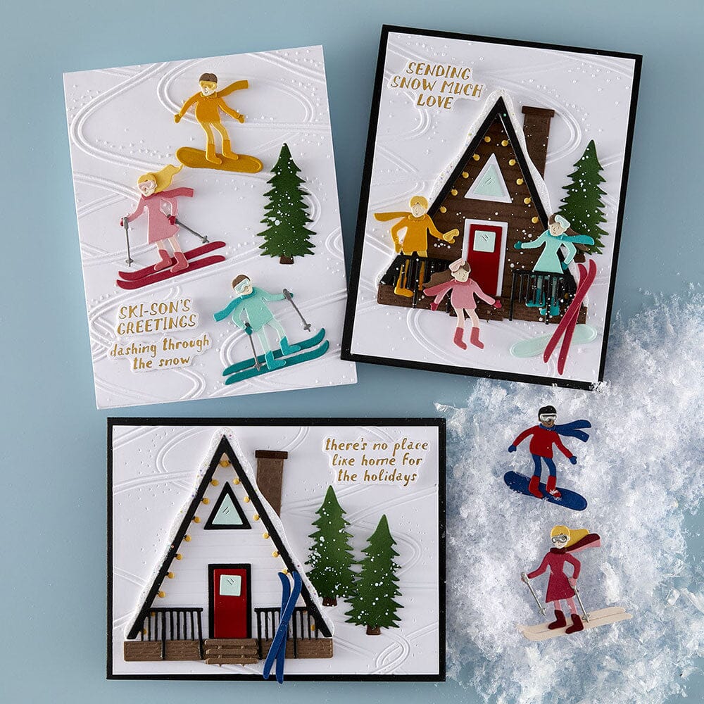 Simon Hurley create. Spellbinders Ski-son's Greetings Dies and 3D Folder Bundle Cutting Dies Simon Hurley 