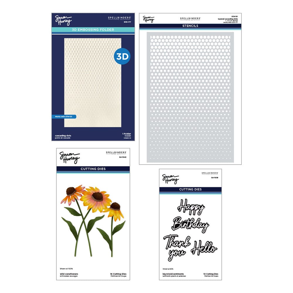 Simon Hurley create. Spellbinders Cascading Coneflowers Bundle