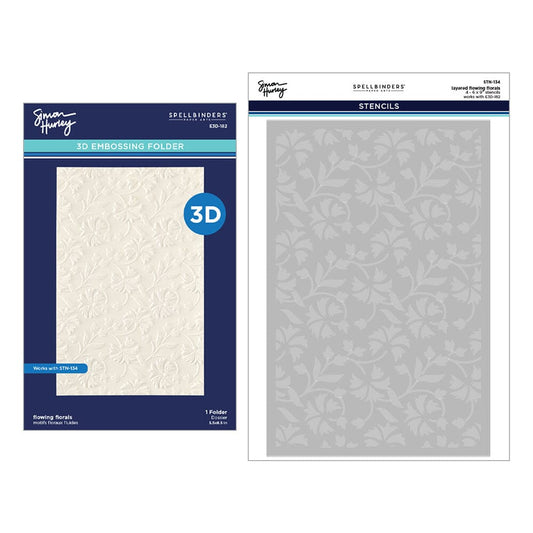 Simon Hurley create. Spellbinders Flowing Florals 3D Embossing Folder and Stencil Bundle Cutting Dies Simon Hurley 