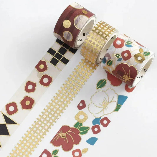 BGM Japanese Kimono Gold Foil Washi Tape -Camellia Washi Tape Kimono 