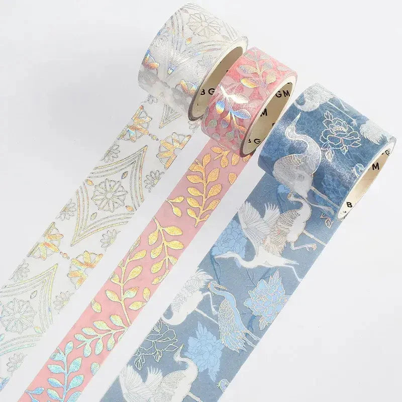 BGM Japanese Kimono Gold Foil Washi Tape - Light Blue Washi Tape Kimono 