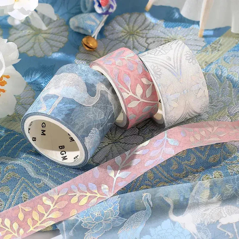 BGM Japanese Kimono Gold Foil Washi Tape - Light Blue Washi Tape Kimono 