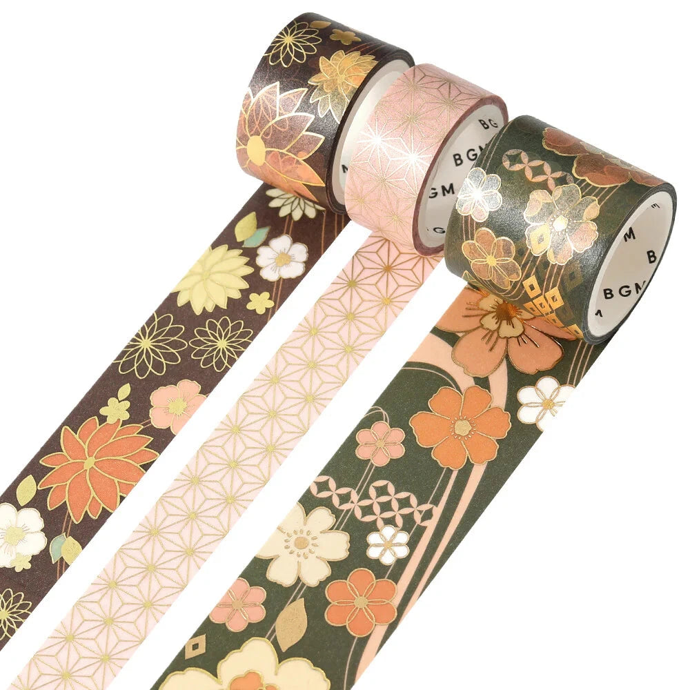 BGM Japanese Kimono Gold Foil Washi Tape - Dark Green Washi Tape Kimono 