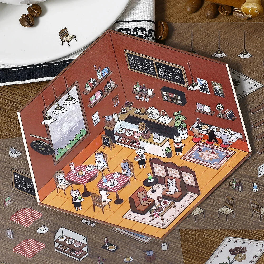 BGM Life Diorama Sticker 2.5D - Coffee Shop Stickers BGM 