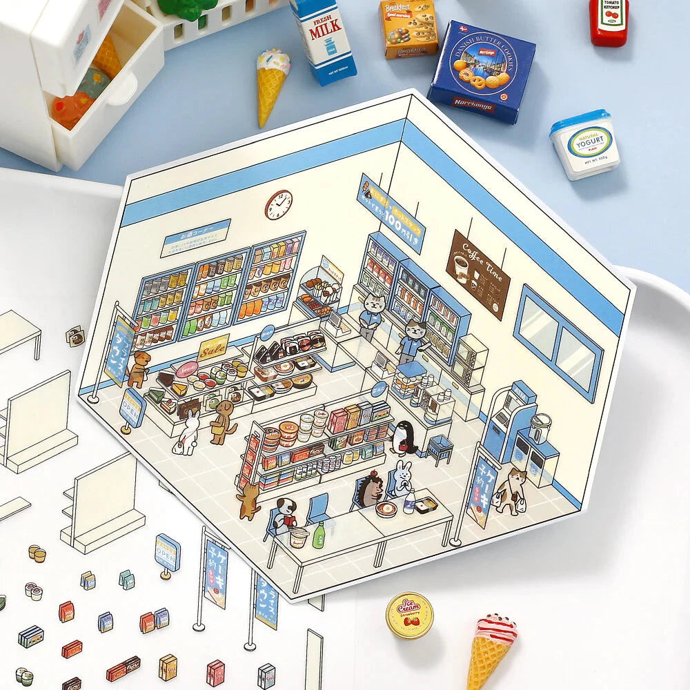 BGM Life Diorama Sticker 2.5D - Convenience Store Stickers BGM 