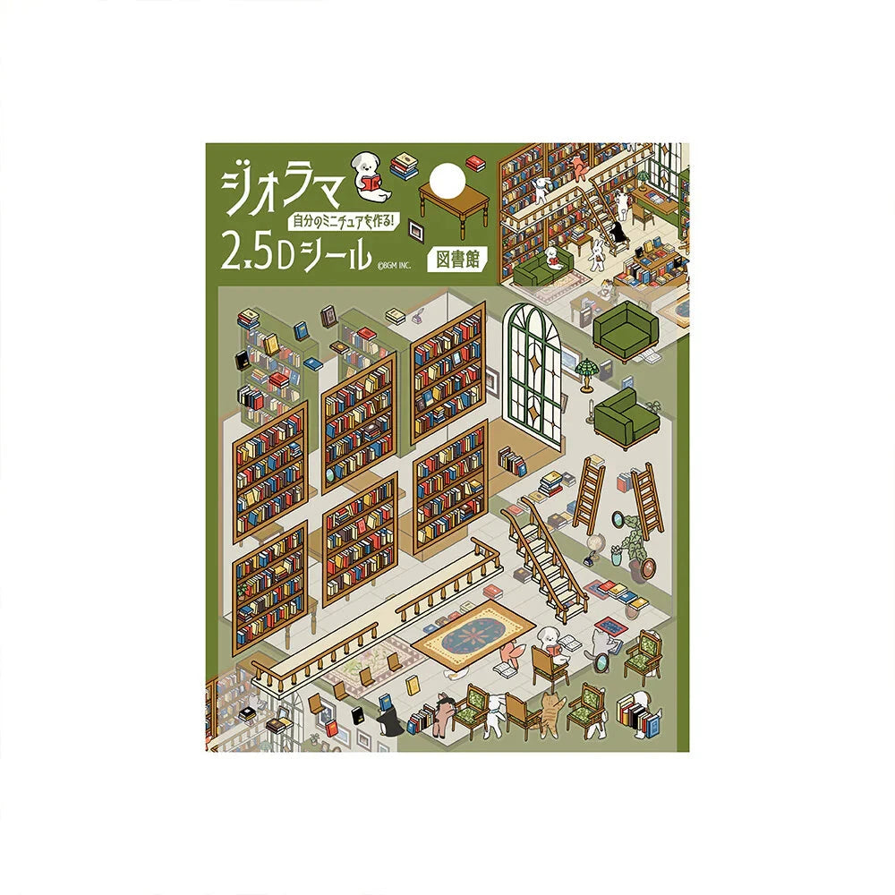 BGM Life Diorama Sticker 2.5D - Library Stickers BGM 
