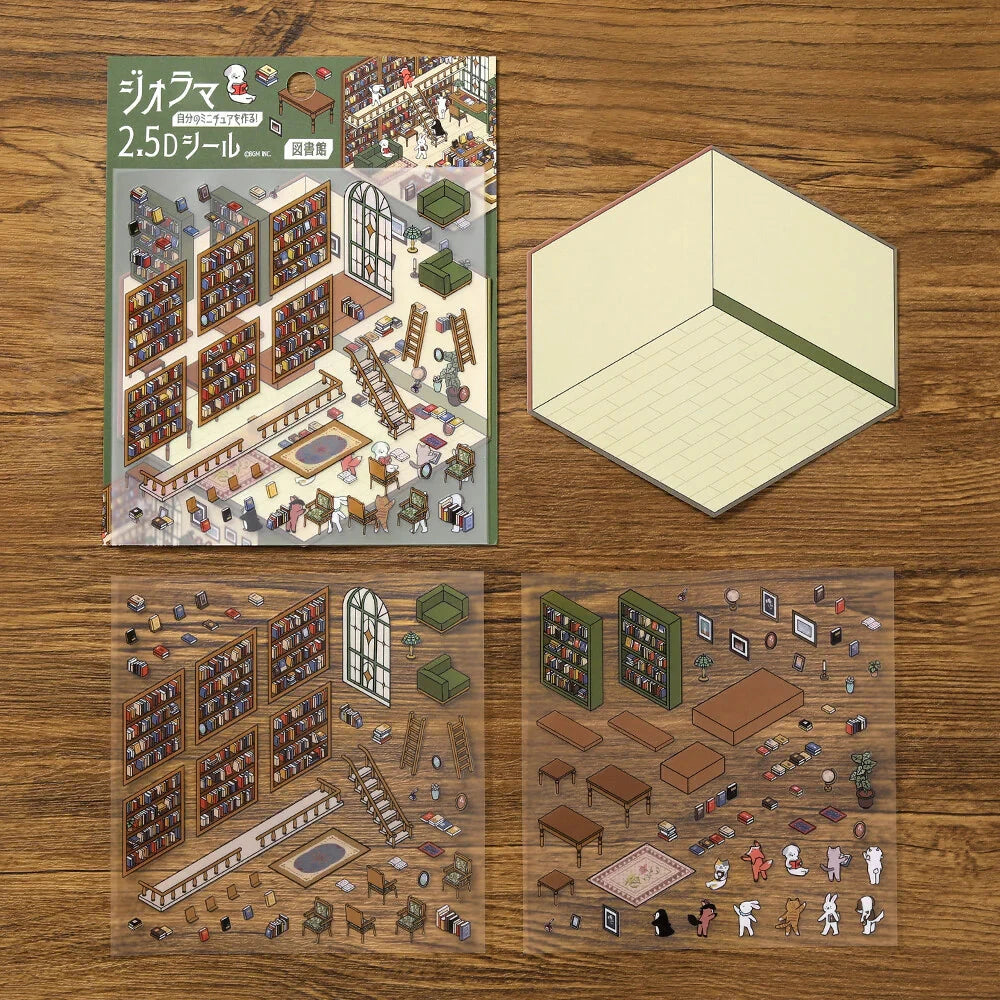 BGM Life Diorama Sticker 2.5D - Library Stickers BGM 