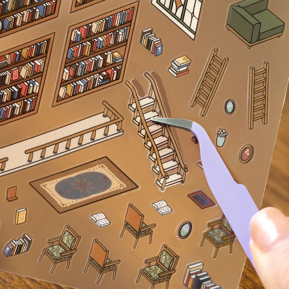 BGM Life Diorama Sticker 2.5D - Library Stickers BGM 