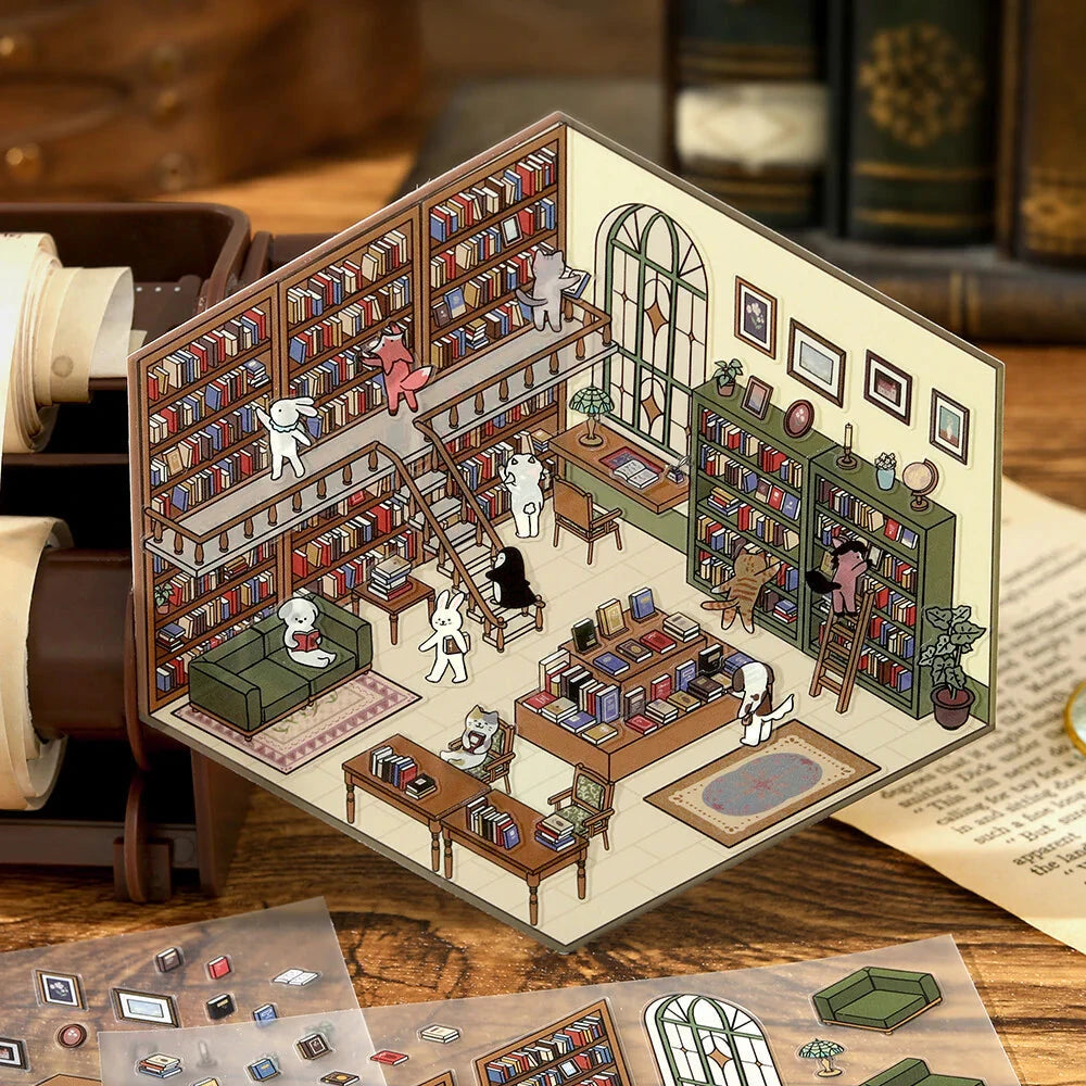 BGM Life Diorama Sticker 2.5D - Library Stickers BGM 
