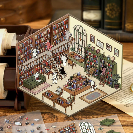 BGM Life Diorama Sticker 2.5D - Library Stickers BGM 