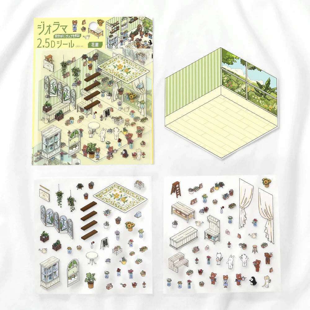 BGM Life Diorama Sticker 2.5D - Flower Shop Stickers BGM 