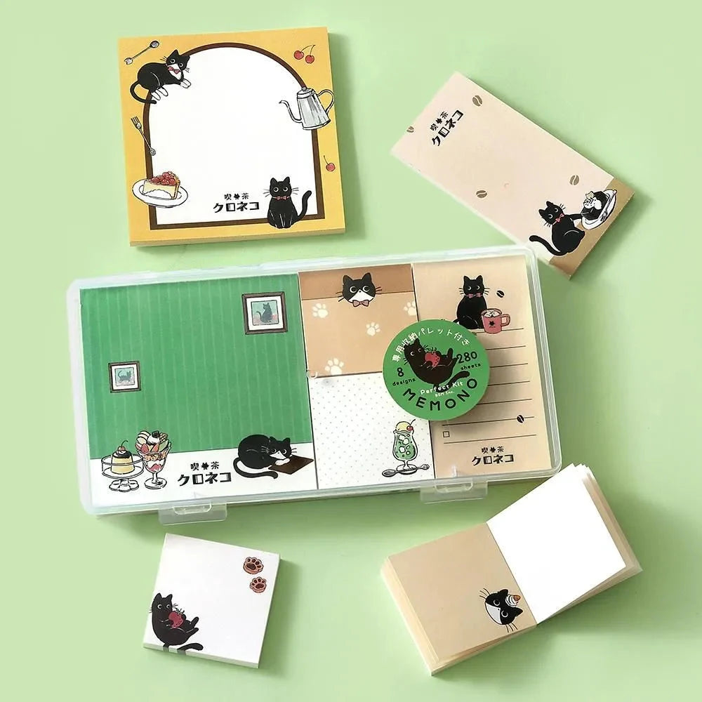 BGM Memo Pad Set Surfaces BGM Black Cat Cafe 