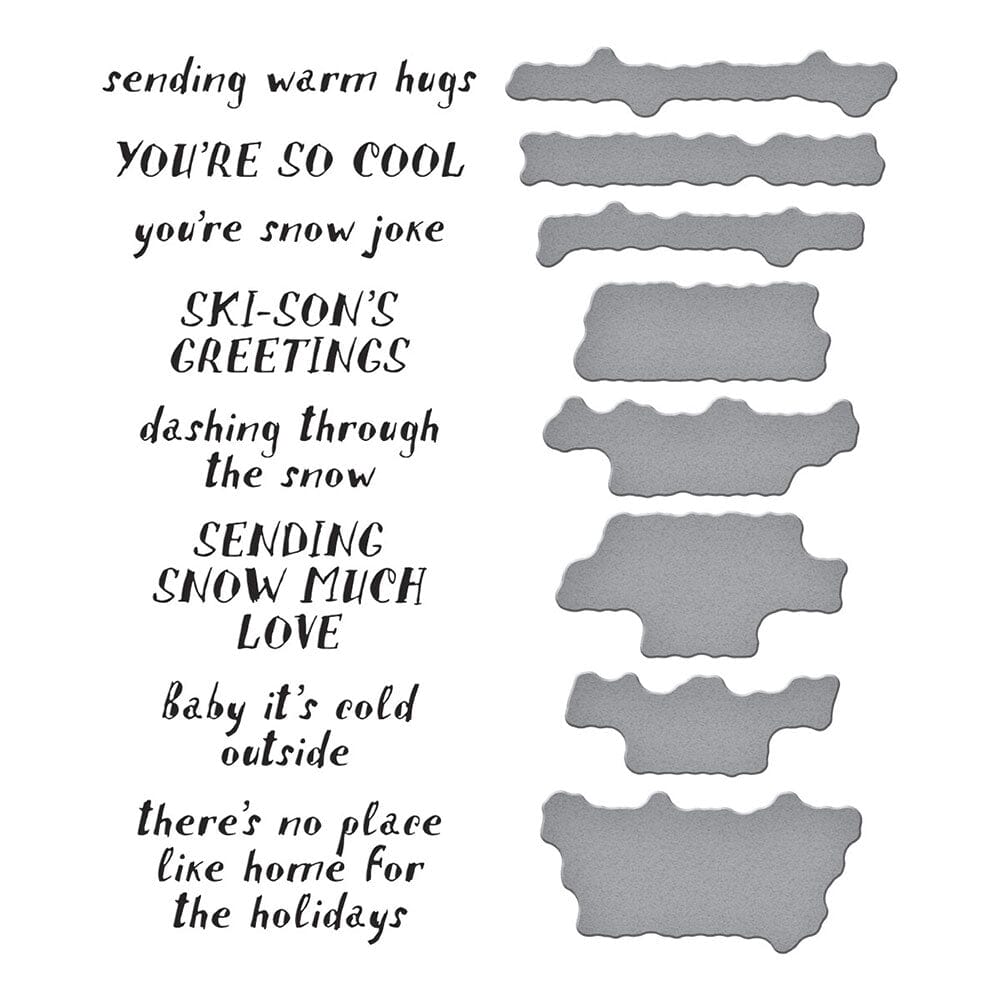 Simon Hurley Spellbinders Ski-Son's Greetings Sentiments Press Plate & Die Set Cutting Dies Simon Hurley 
