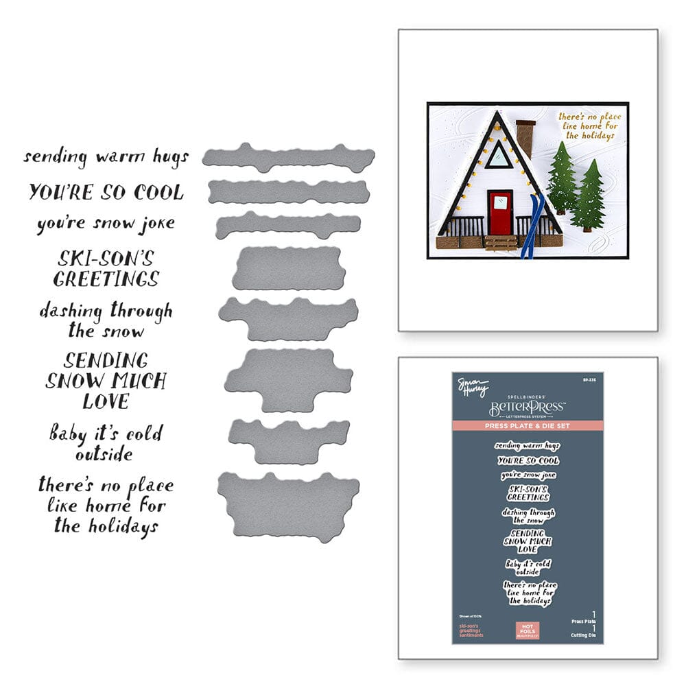 Simon Hurley Spellbinders Ski-Son's Greetings Sentiments Press Plate & Die Set Cutting Dies Simon Hurley 