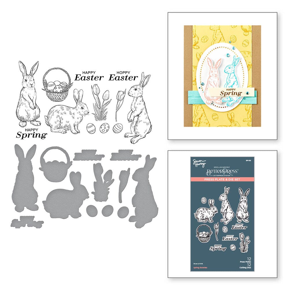 Simon Hurley create. Spellbinders Spring Bunnies Press Plate & Die Cutting Dies Simon Hurley 