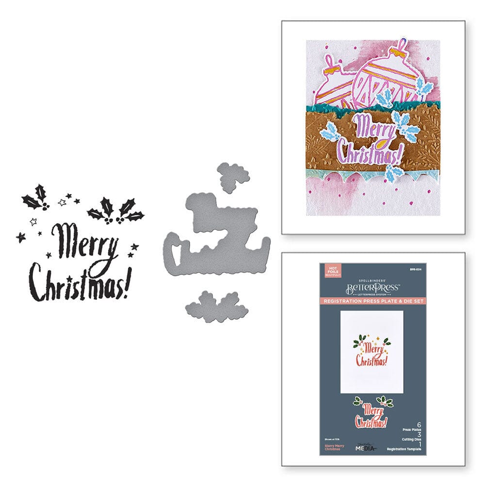Dina Wakley MEdia Spellbinders Starry Merry Christmas Betterpress Plates & Dies Dies Dina Wakley Media 