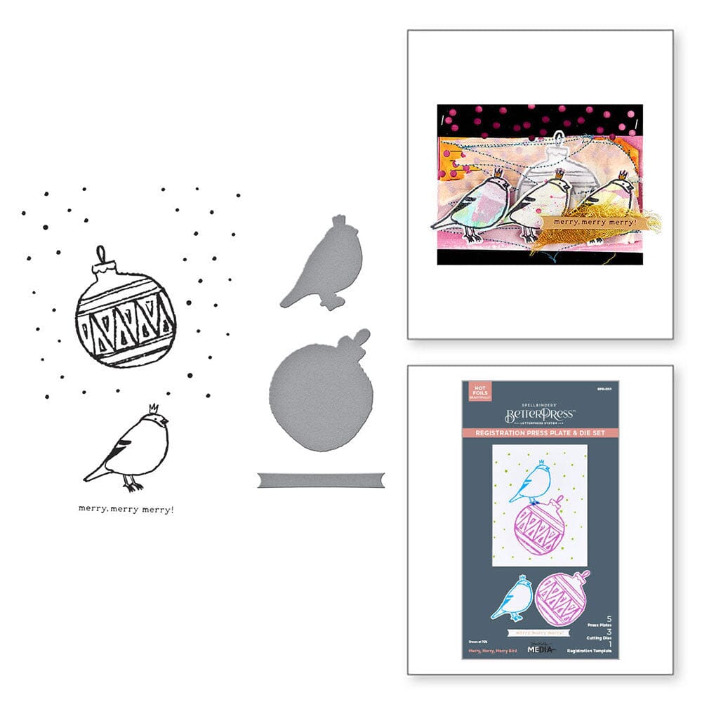 Dina Wakley MEdia Spellbinders Merry, Merry, Merry Bird Betterpress Plates & Dies Dies Dina Wakley Media 