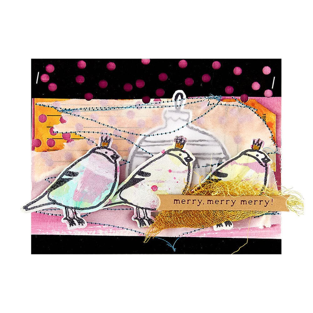 Dina Wakley MEdia Spellbinders Merry, Merry, Merry Bird Betterpress Plates & Dies Dies Dina Wakley Media 