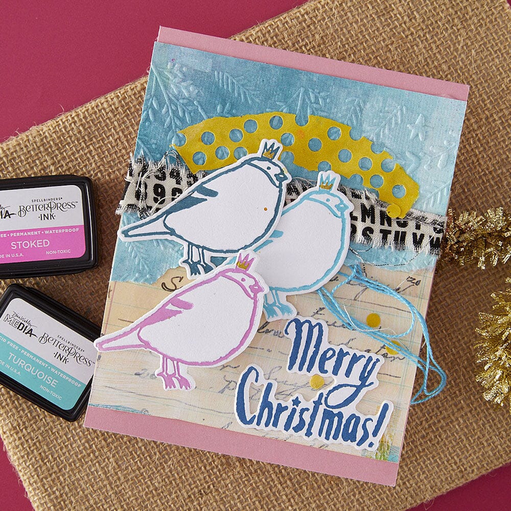 Dina Wakley MEdia Spellbinders Merry, Merry, Merry Bird Betterpress Plates & Dies Dies Dina Wakley Media 