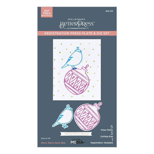 Dina Wakley MEdia Spellbinders Merry, Merry, Merry Bird Betterpress Plates & Dies Dies Dina Wakley Media 