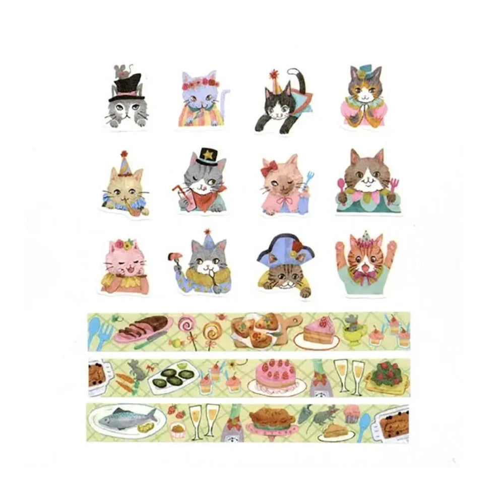 Bande Washi Roll Sticker and Masking Tape - Cats Party Kalo Washi Tape Bande 