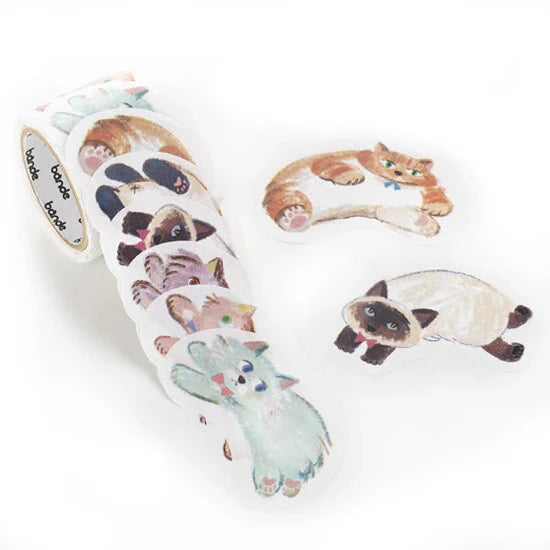 Bande Washi Roll Sticker Set - Running Cats Washi Tape Bande 