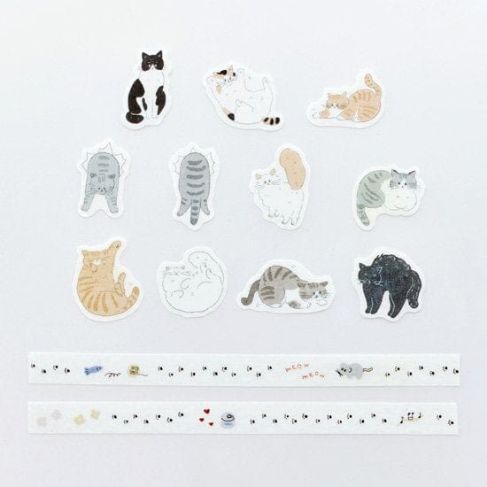 Bande Washi Roll Sticker and Masking Tape - Yuru Neko Sanpo and Loose Cats Washi Tape Bande 