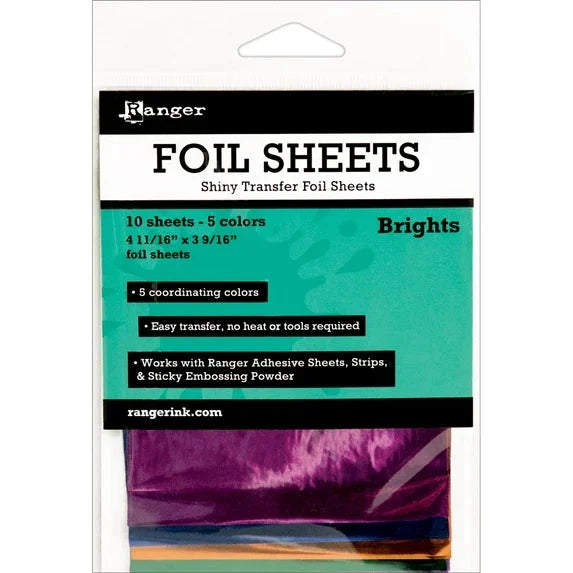 Ranger Shiny Transfer Foil Sheets Brights, 10pc Surfaces Ranger Ink 