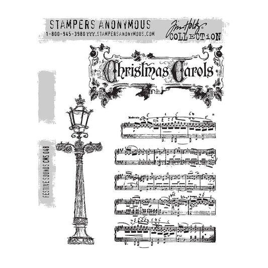 Tim Holtz Stampers Anonymous Cling Mount Stamp Festive Sounds Stampers Anonymous Tim Holtz Other 