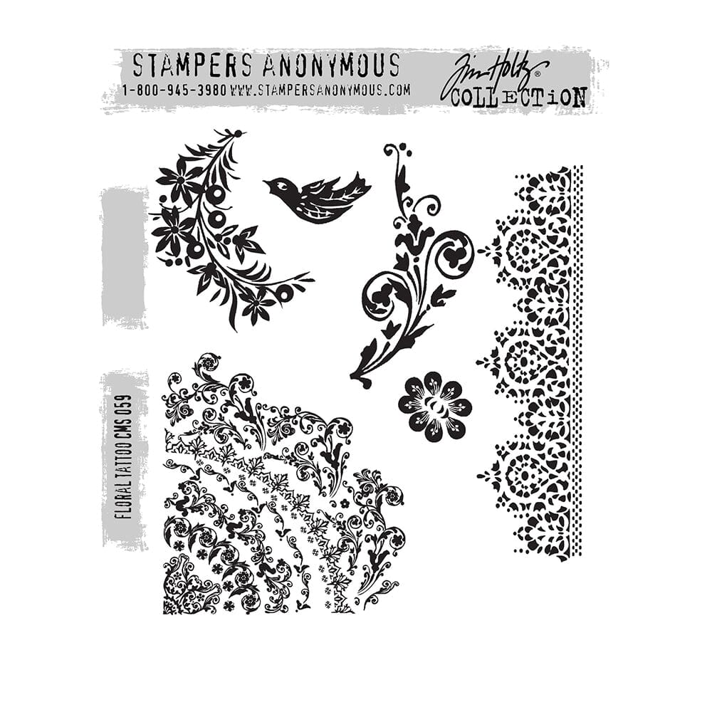 Tim Holtz Stampers Anonymous Cling Mount Stamp Floral Tattoo Stampers Anonymous Tim Holtz Other 