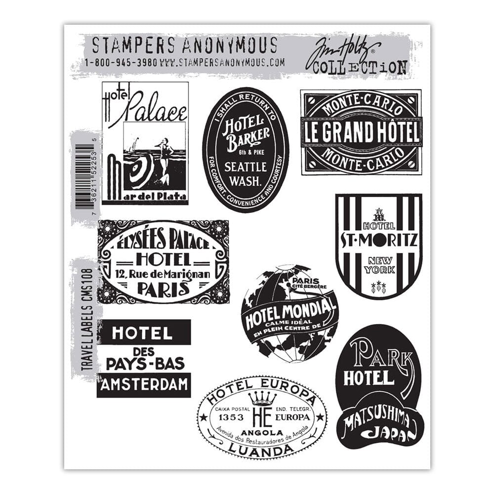 Tim Holtz Stampers Anonymous Cling Mount Stamp Travel Labels Stampers Anonymous Tim Holtz Other 