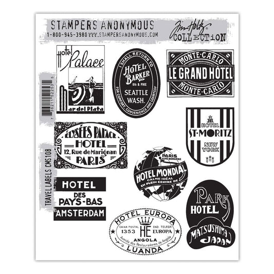 Tim Holtz Stampers Anonymous Cling Mount Stamp Travel Labels Stampers Anonymous Tim Holtz Other 