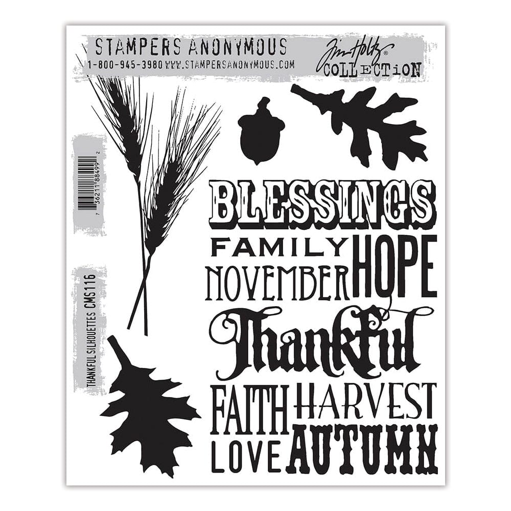 Tim Holtz Stampers Anonymous Cling Mount Stamp Thankful Silhouettes Stampers Anonymous Tim Holtz Other 
