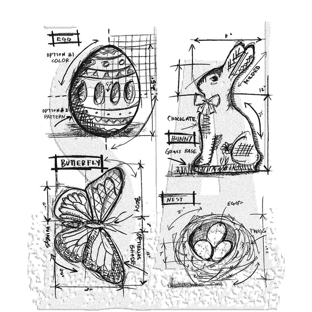 Tim Holtz Stampers Anonymous Cling Mount Stamp Easter Blueprint Stampers Anonymous Tim Holtz Other 